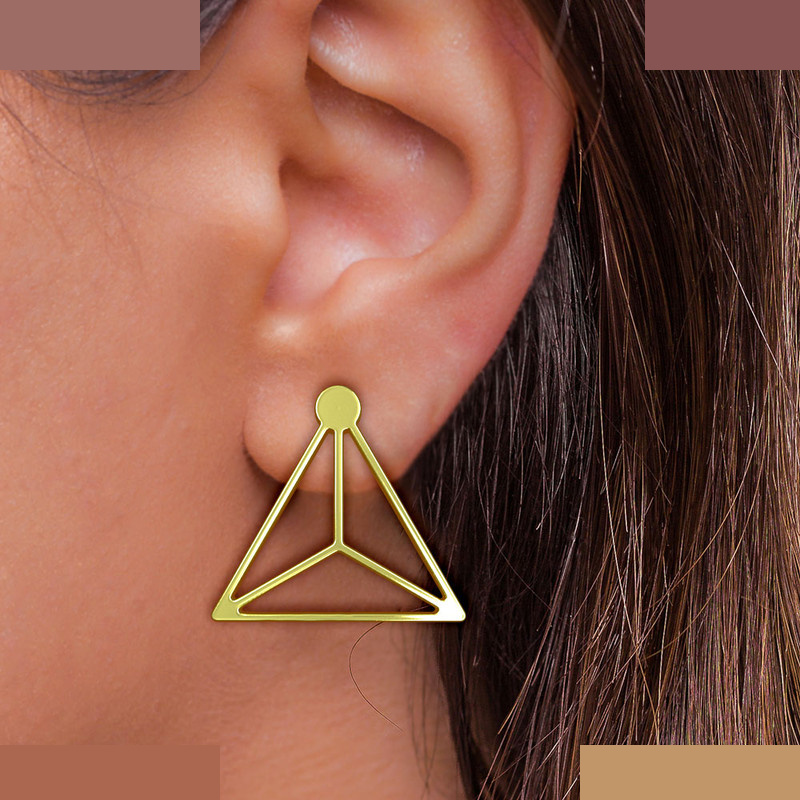 گوشواره طلا 18 عیار زنانه مدوپد مدل مثلث کد GA1-11829