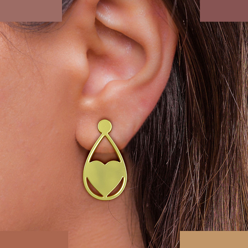 گوشواره طلا 18 عیار زنانه مدوپد مدل قلب کد GA1-12090