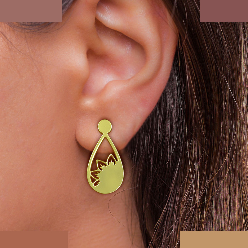 گوشواره طلا 18 عیار زنانه مدوپد مدل گل کد GA1-12153