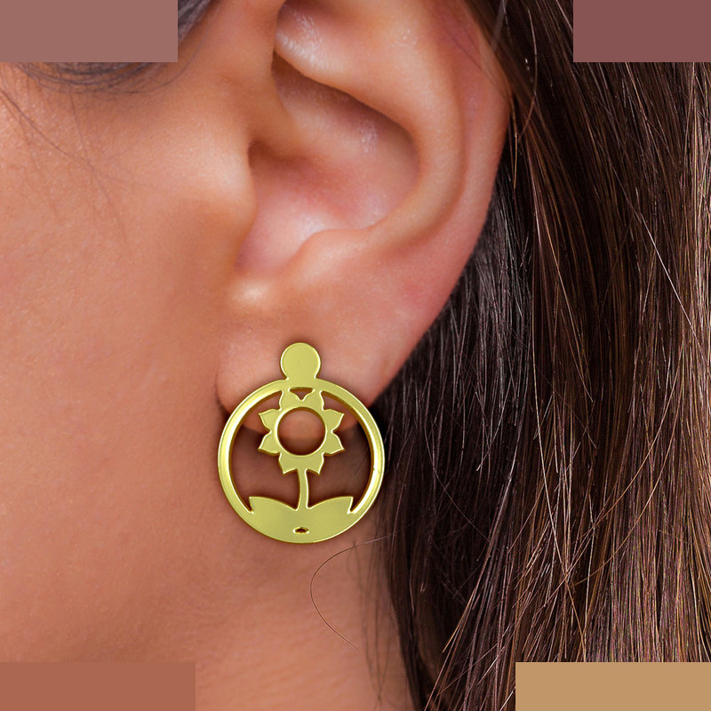 گوشواره طلا 18 عیار زنانه مدوپد مدل گل کد GA1-12451