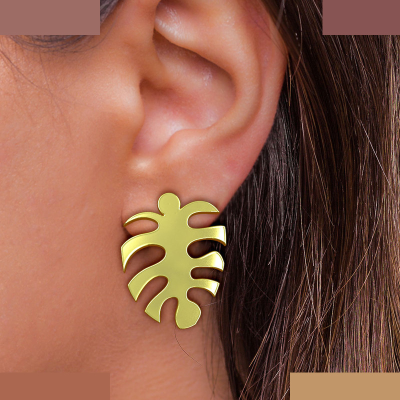 گوشواره طلا 18 عیار زنانه مدوپد مدل برگ کد GA1-12711