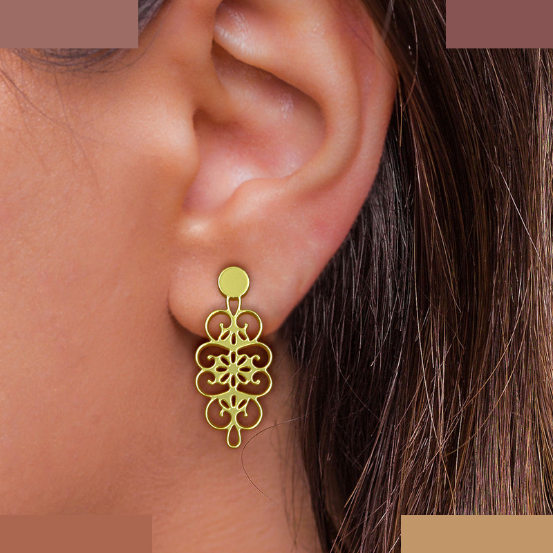 گوشواره طلا 18 عیار زنانه مدوپد مدل اسلیمی کد GA1-12755