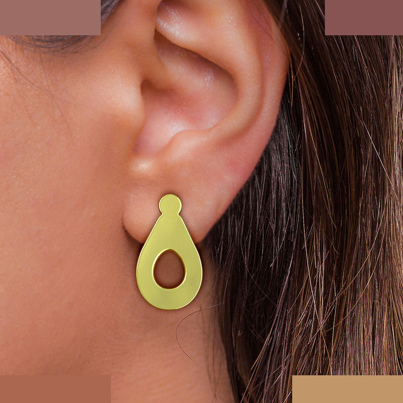 گوشواره طلا 18 عیار زنانه مدوپد مدل گلابی تو خالی کد GA1-12881