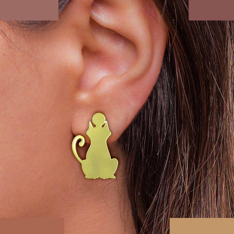 گوشواره طلا 18 عیار زنانه مدوپد مدل گربه کد GA1-12905 گوشواره طلا 18 عیار زنانه مدوپد مدل گربه کد GA1-12905