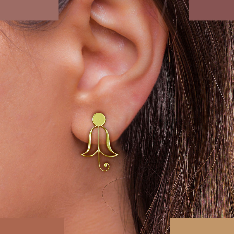 گوشواره طلا 18 عیار زنانه مدوپد مدل گل کد GA1-13069