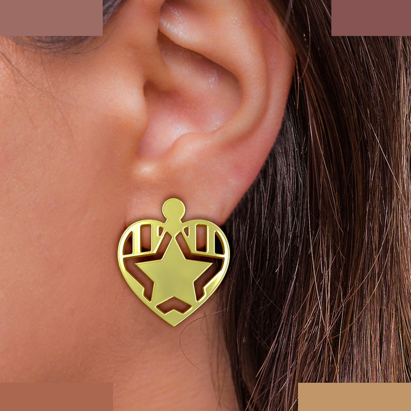 گوشواره طلا 18 عیار زنانه مدوپد مدل قلب و ستاره کد GA1-13080 گوشواره طلا 18 عیار زنانه مدوپد مدل قلب و ستاره کد GA1-13080