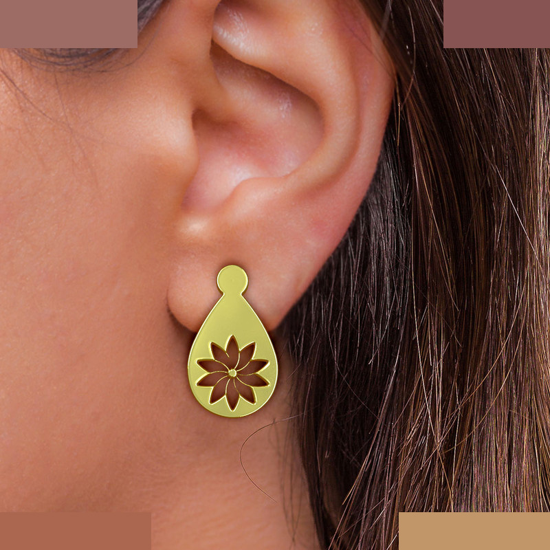 گوشواره طلا 18 عیار زنانه مدوپد مدل گل کد GA1-13177