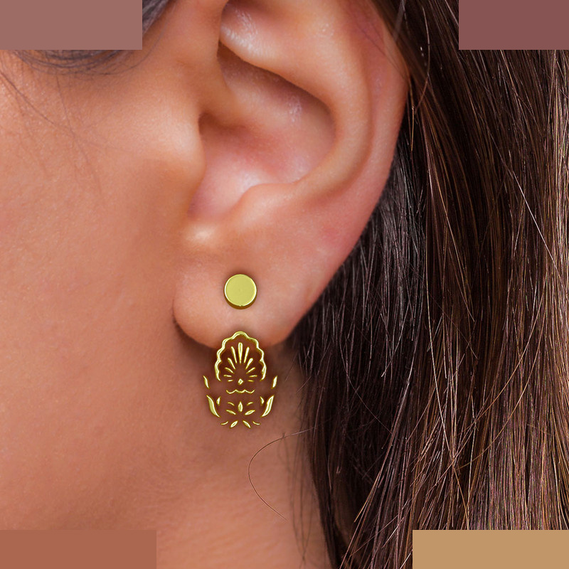 گوشواره طلا 18 عیار زنانه مدوپد مدل هندسی کد GA1-13231