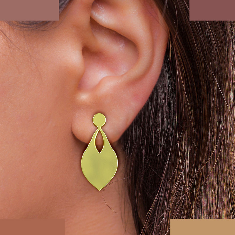 گوشواره طلا 18 عیار زنانه مدوپد مدل هندسی کد GA1-13251