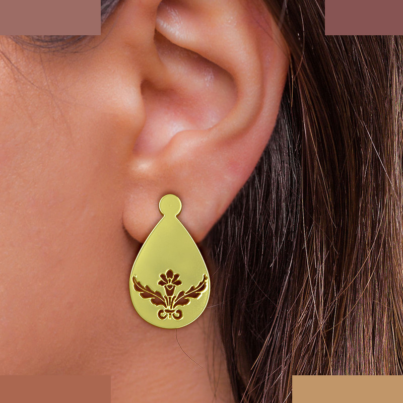 گوشواره طلا 18 عیار زنانه مدوپد مدل هندسی کد GA1-13329