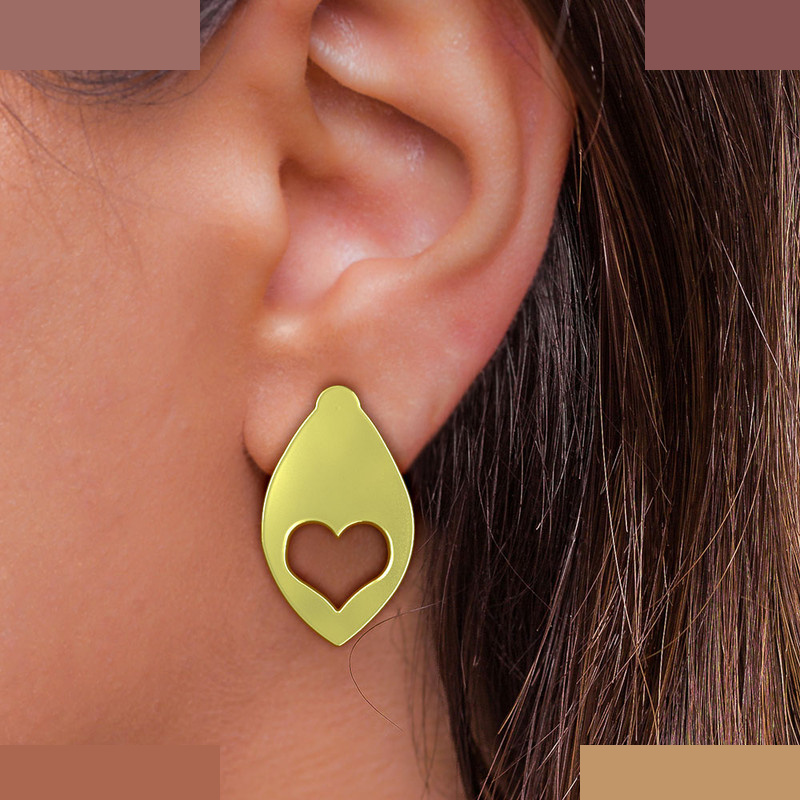 گوشواره طلا 18 عیار زنانه مدوپد مدل قلب کد GA1-13449