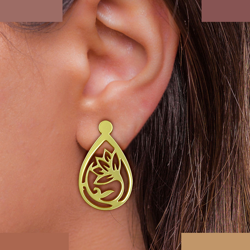 گوشواره طلا 18 عیار زنانه مدوپد مدل گل کد GA1-13477