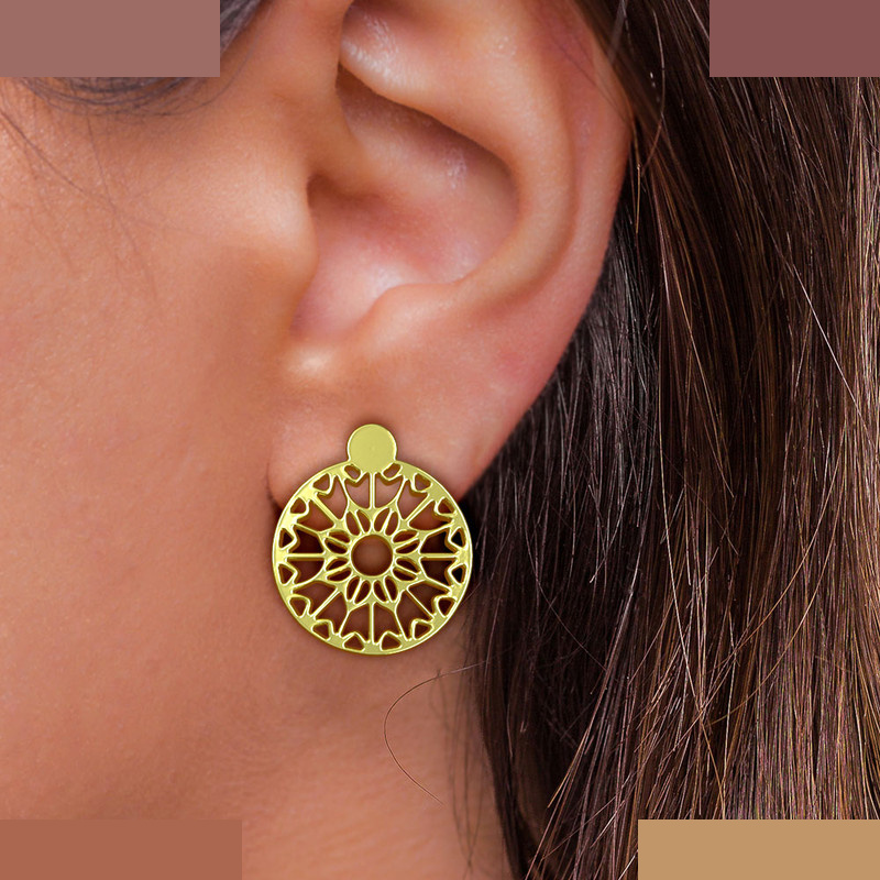 گوشواره طلا 18 عیار زنانه مدوپد مدل هندسی کد GA1-13561