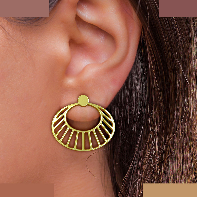 گوشواره طلا 18 عیار زنانه مدوپد مدل هندسی کد GA1-13590