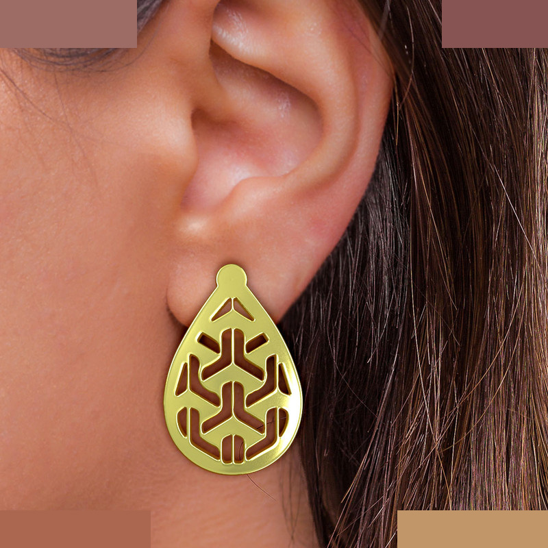 گوشواره طلا 18 عیار زنانه مدوپد مدل هندسی کد GA1-13665