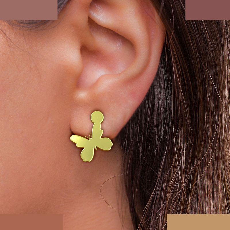 گوشواره طلا 18 عیار زنانه مدوپد مدل پروانه کد GA1-13818