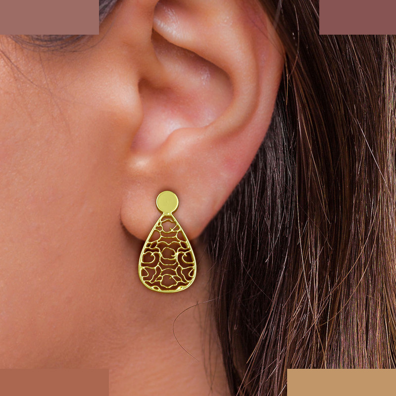 گوشواره طلا 18 عیار زنانه مدوپد مدل هندسی کد GA1-13906