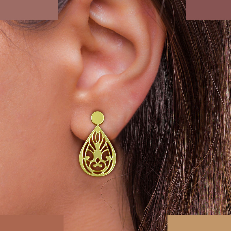 گوشواره طلا 18 عیار زنانه مدوپد مدل هندسی کد GA1-13947