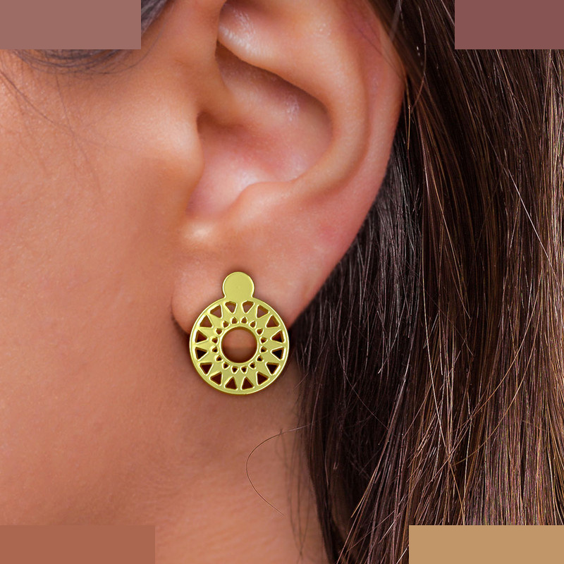 گوشواره طلا 18 عیار زنانه مدوپد مدل هندسی کد GA1-13969