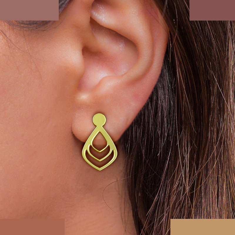 گوشواره طلا 18 عیار زنانه مدوپد مدل هندسی کد GA1-14006