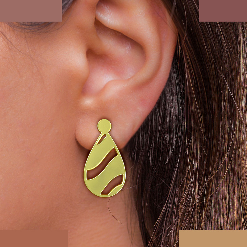 گوشواره طلا 18 عیار زنانه مدوپد مدل هندسی کد GA1-14036