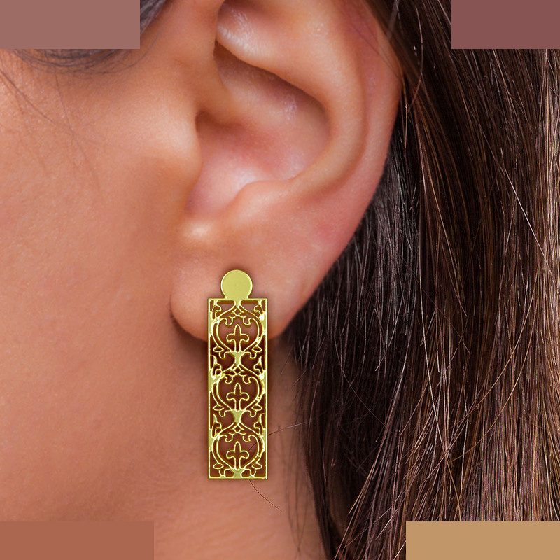 گوشواره طلا 18 عیار زنانه مدوپد مدل هندسی کد GA1-14255