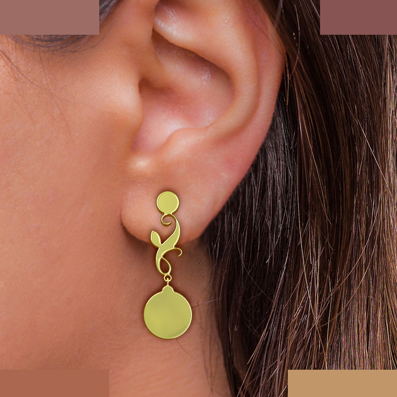 گوشواره طلا 18 عیار زنانه مدوپد مدل هندسی کد GA1-14690