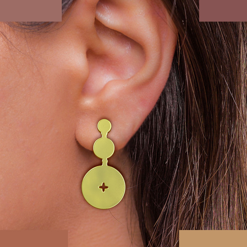 گوشواره طلا 18 عیار زنانه مدوپد مدل هندسی کد GA1-14741