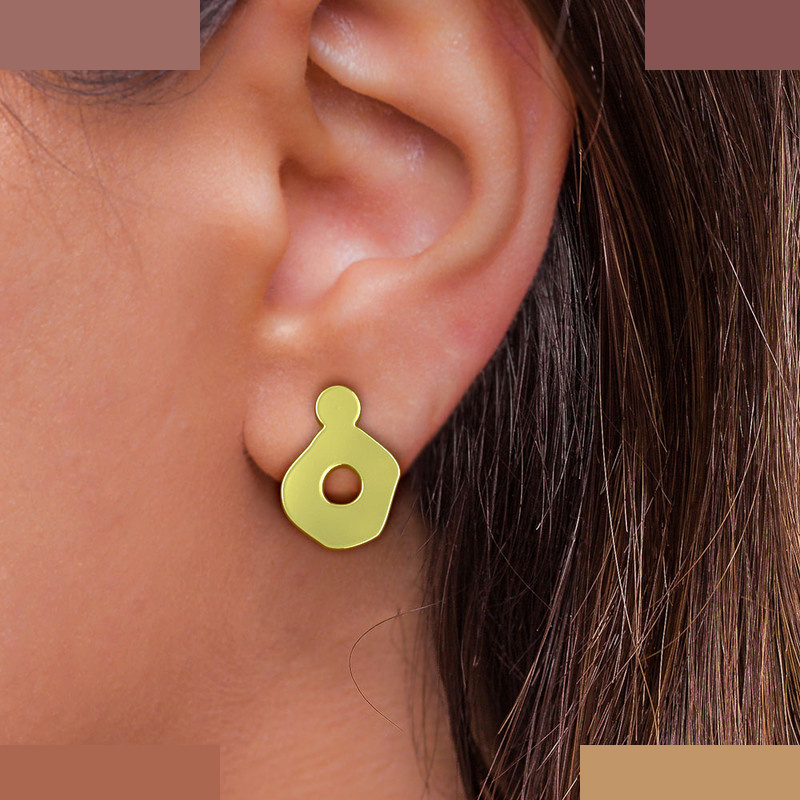 گوشواره طلا 18 عیار زنانه مدوپد مدل هندسی کد GA1-14879