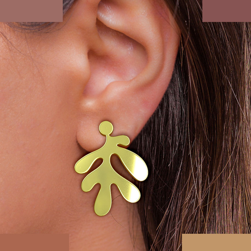 گوشواره طلا 18 عیار زنانه مدوپد مدل برگ کد GA1-14967