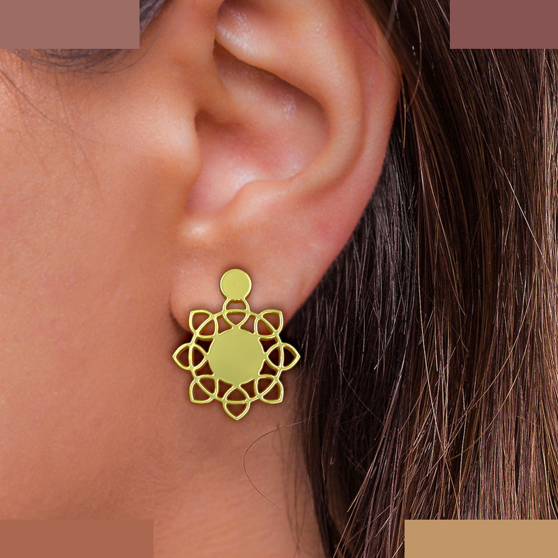 گوشواره طلا 18 عیار زنانه مدوپد مدل هندسی کد GA1-15019