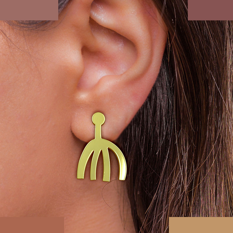 گوشواره طلا 18 عیار زنانه مدوپد مدل هندسی کد GA1-15042