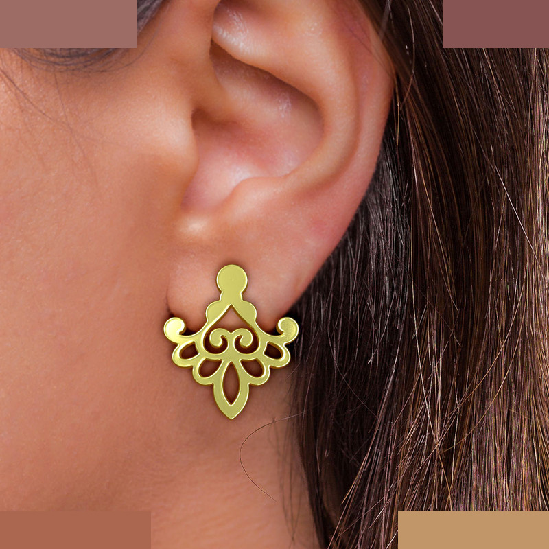 گوشواره طلا 18 عیار زنانه مدوپد مدل هندسی کد GA1-15097