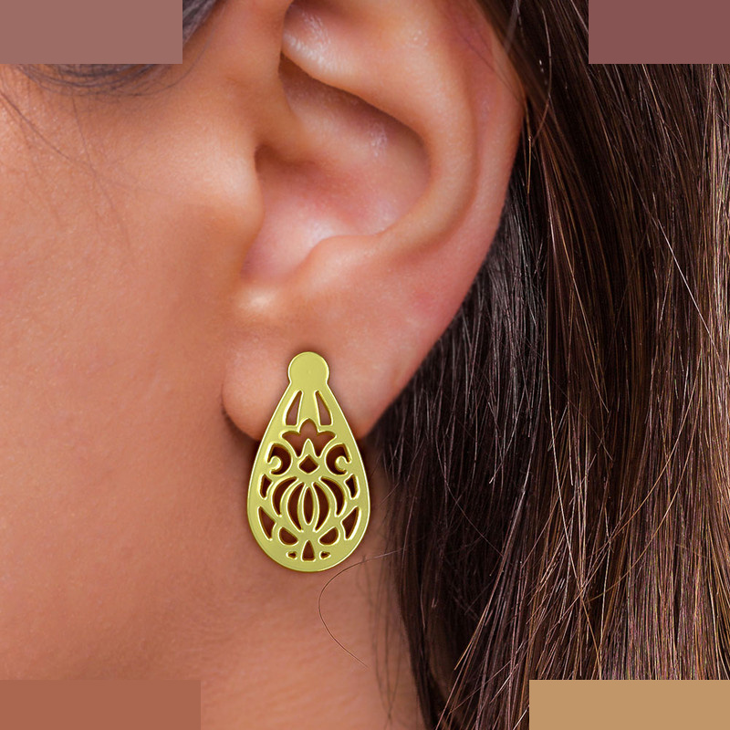 گوشواره طلا 18 عیار زنانه مدوپد مدل هندسی کد GA1-15191