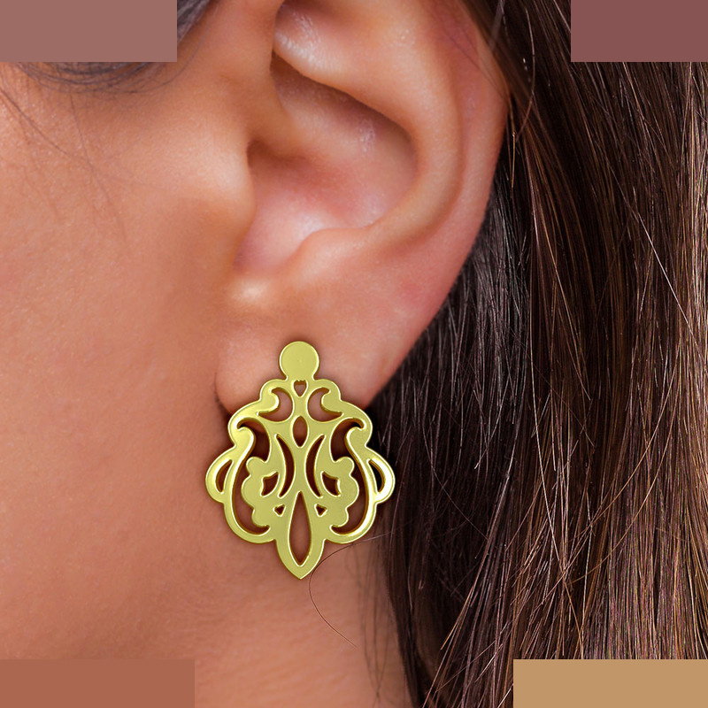 گوشواره طلا 18 عیار زنانه مدوپد مدل هندسی کد GA1-15194