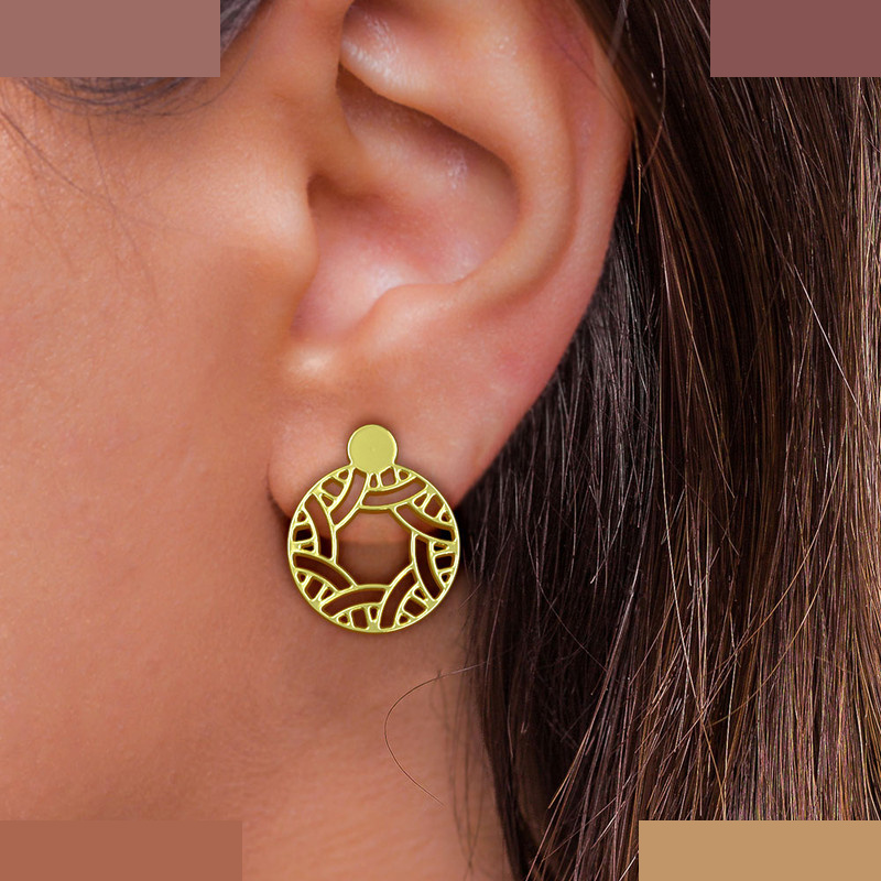 گوشواره طلا 18 عیار زنانه مدوپد مدل هندسی کد GA1-15210