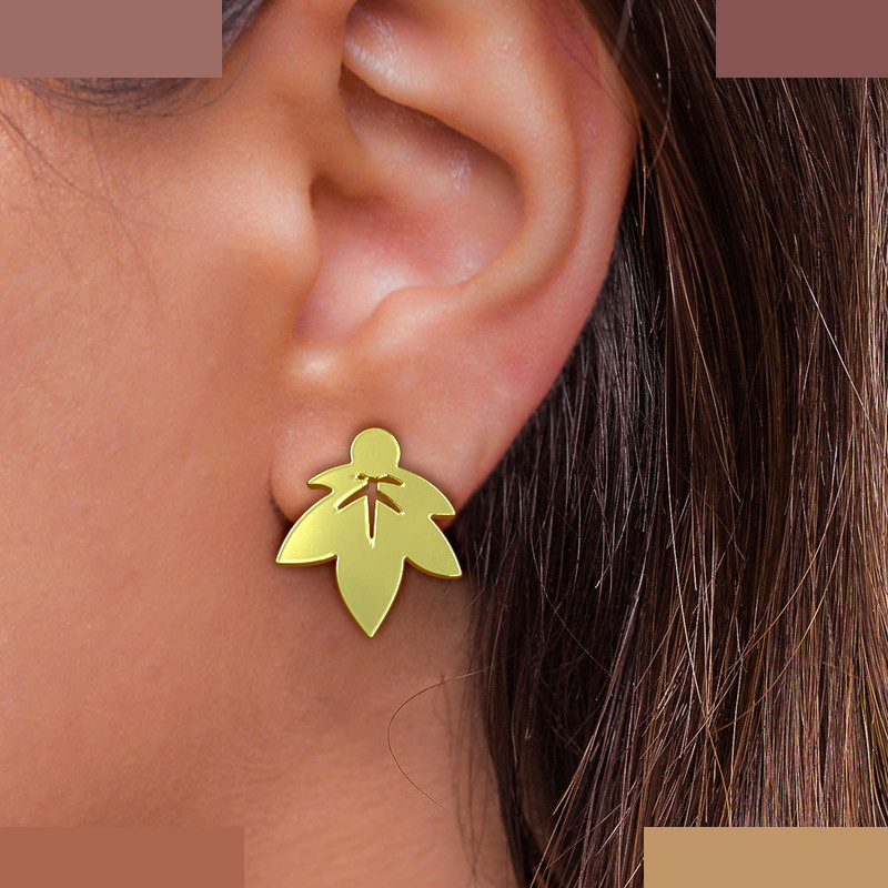 گوشواره طلا 18 عیار زنانه مدوپد مدل برگ کد GA1-15223