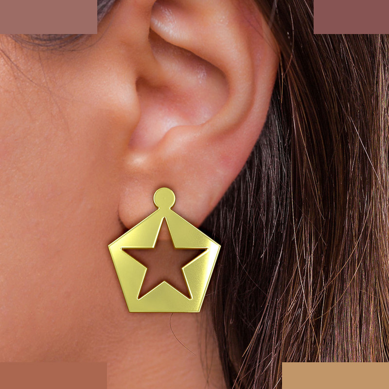 گوشواره طلا 18 عیار زنانه مدوپد مدل ستاره کد GA1-15405