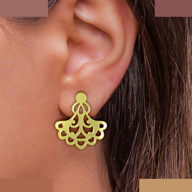 گوشواره طلا 18 عیار زنانه مدوپد مدل اسلیمی کد GA1-15288