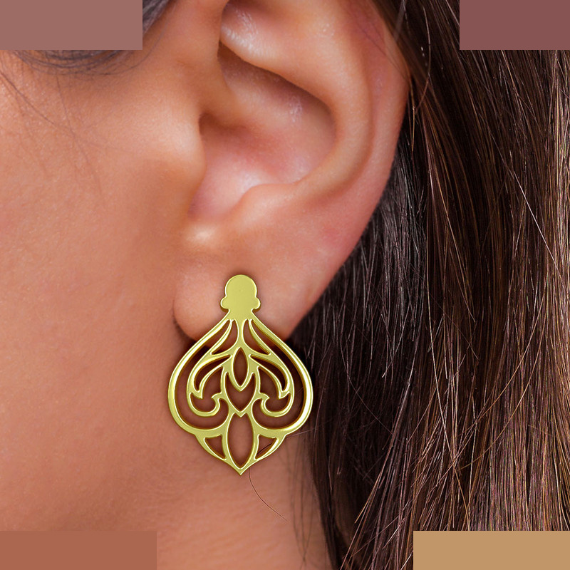 گوشواره طلا 18 عیار زنانه مدوپد مدل اسلیمی کد GA1-15327 گوشواره طلا 18 عیار زنانه مدوپد مدل اسلیمی کد GA1-15327