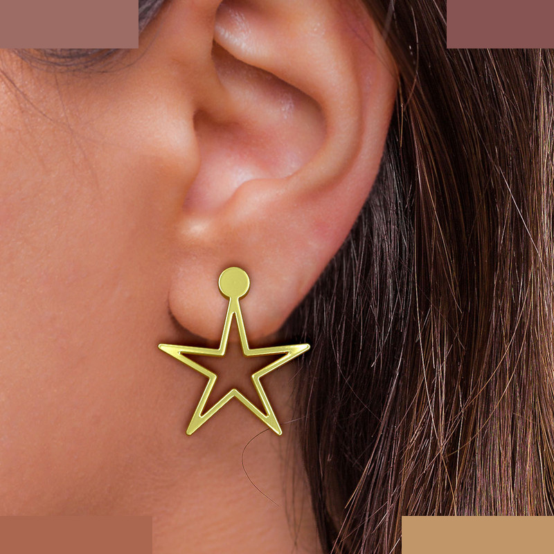 گوشواره طلا 18 عیار زنانه مدوپد مدل ستاره کد GA1-15427
