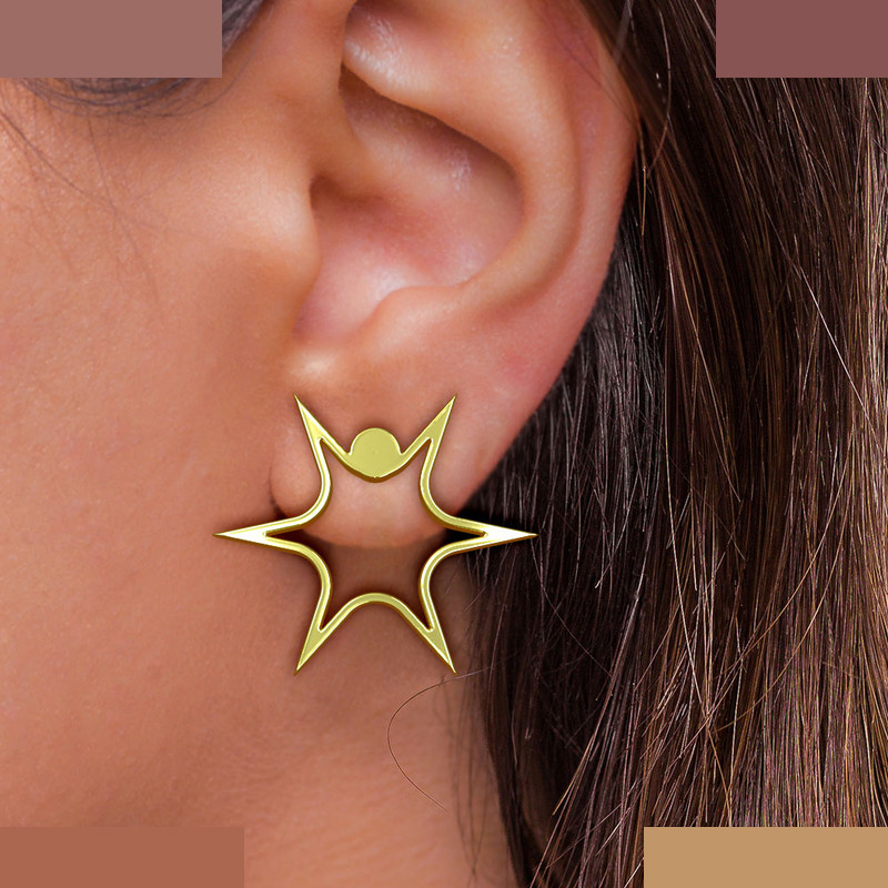 گوشواره طلا 18 عیار زنانه مدوپد مدل ستاره کد GA1-15528