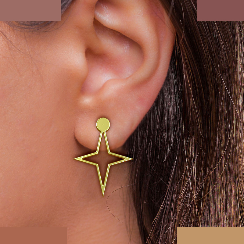 گوشواره طلا 18 عیار زنانه مدوپد مدل ستاره کد GA1-15550