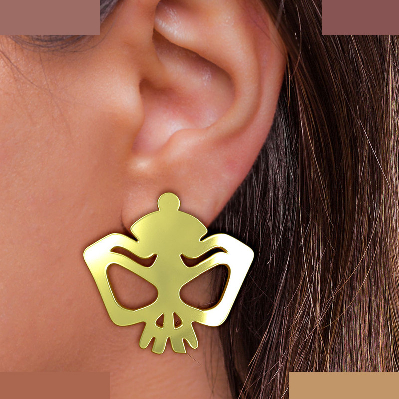 گوشواره طلا 18 عیار زنانه مدوپد مدل جمجمه کد GA1-15675