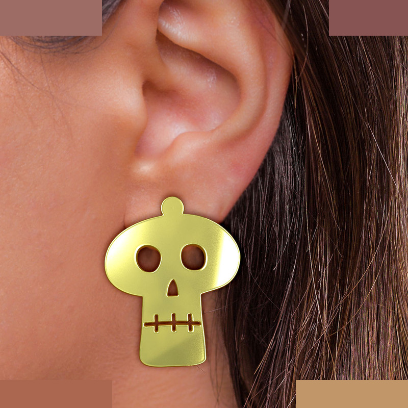 گوشواره طلا 18 عیار زنانه مدوپد مدل جمجمه کد GA1-15708