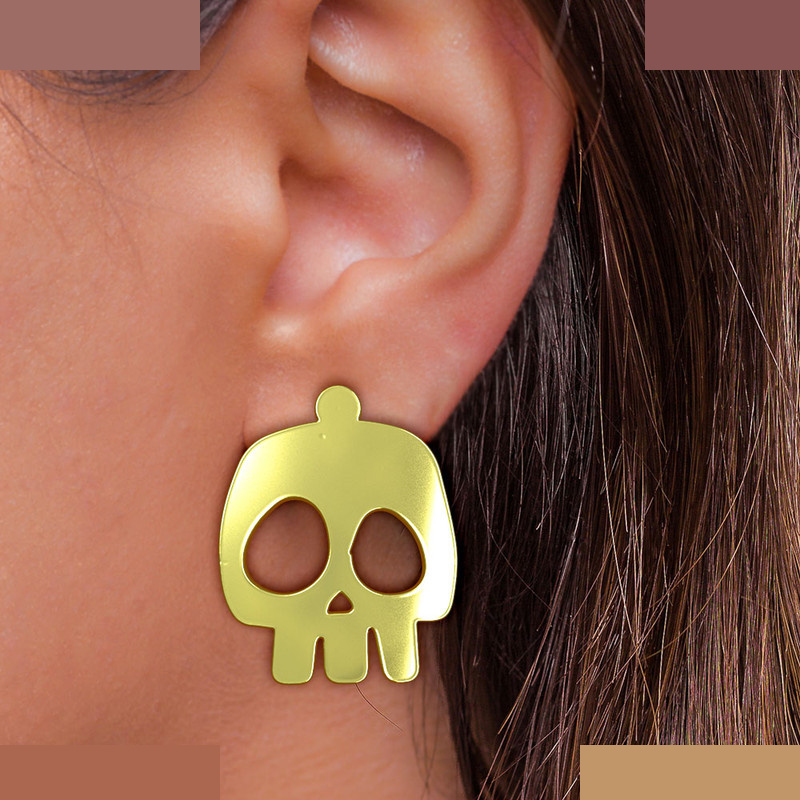 گوشواره طلا 18 عیار زنانه مدوپد مدل جمجمه کد GA1-15718