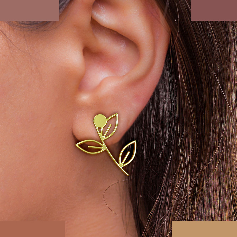 گوشواره طلا 18 عیار زنانه مدوپد مدل برگ کد GA1-15982