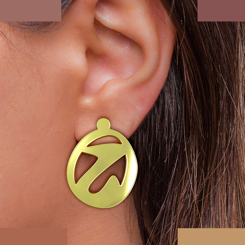 گوشواره طلا 18 عیار زنانه مدوپد مدل هندسی کد GA1-16150