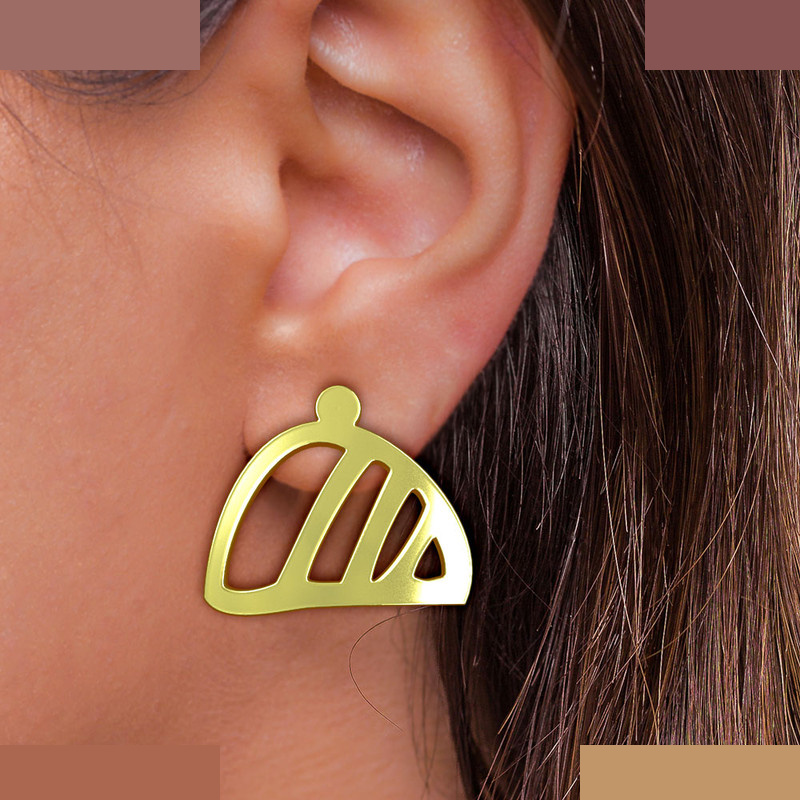 گوشواره طلا 18 عیار زنانه مدوپد مدل هندسی کد GA1-16178