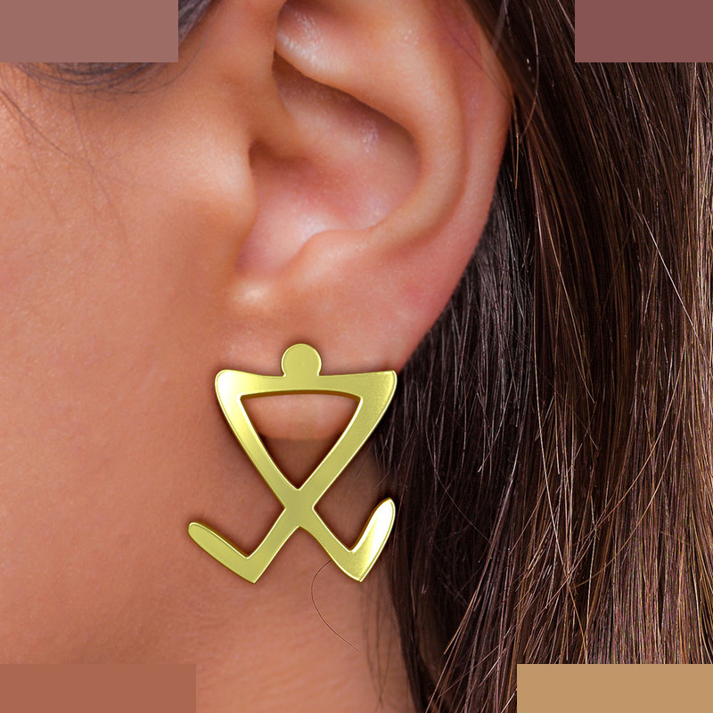 گوشواره طلا 18 عیار زنانه مدوپد مدل هندسی کد GA1-16182